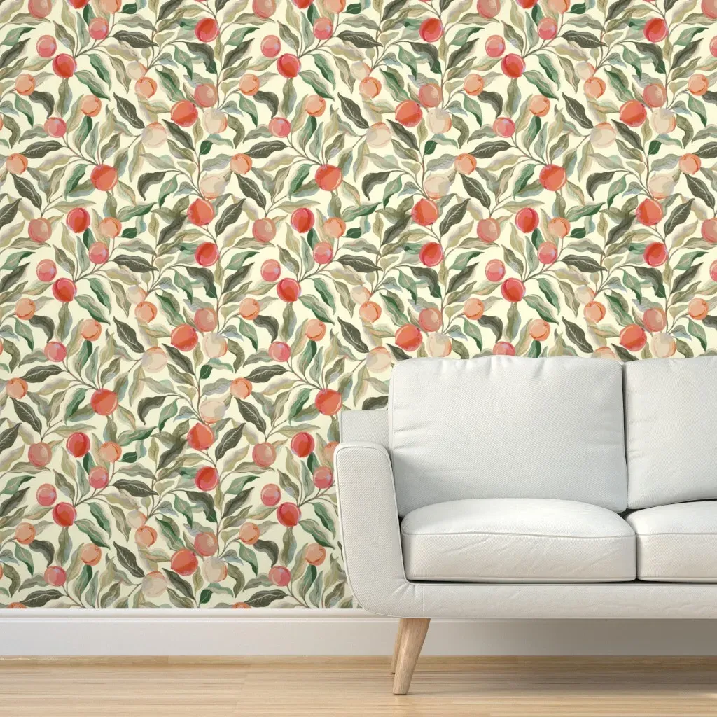 Peel and Stick Painterly Pastel Peaches Wallpaper - Orange product