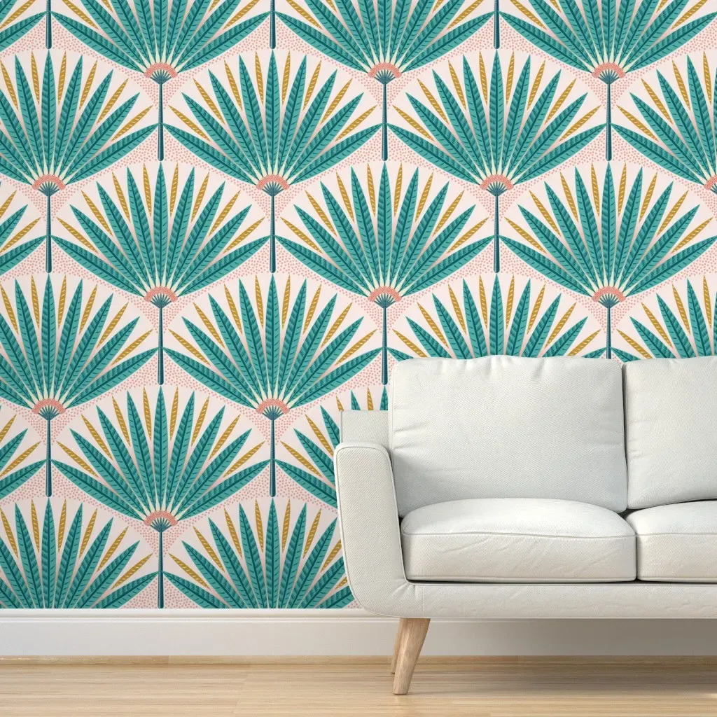 Peel and Stick Palm Leaves Wallpaper - Teal product