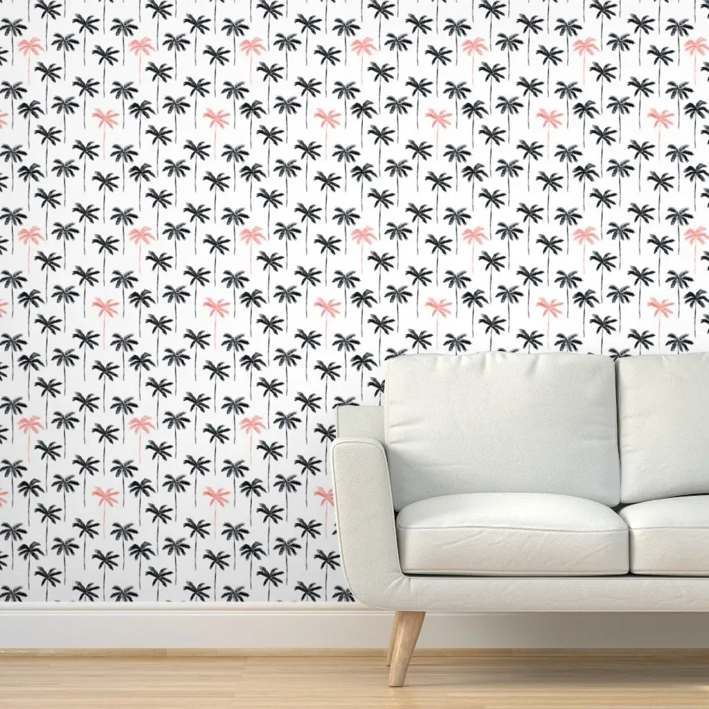 Peel and Stick Palm Trees Wallpaper - Black, Watercolor product