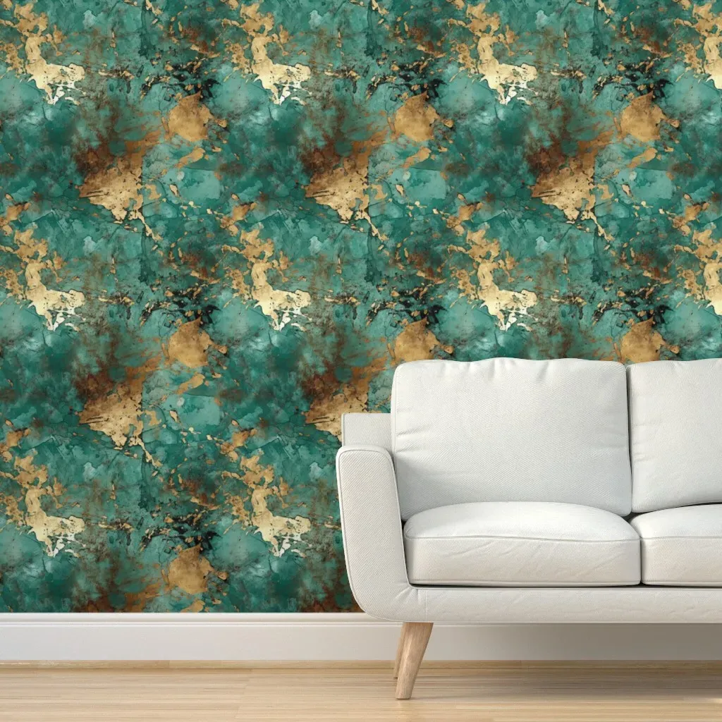 Peel and Stick Patina Marbling Wallpaper - Teal product