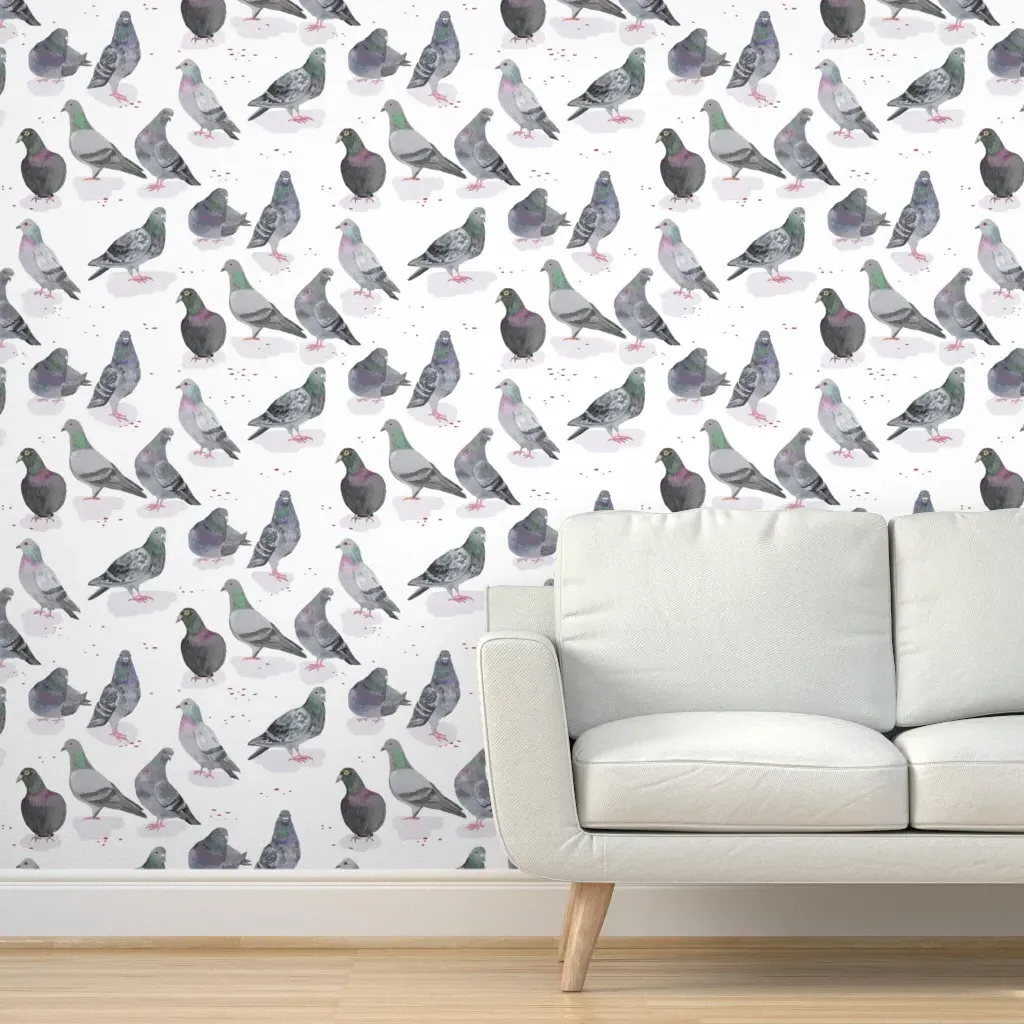 Peel and Stick Pigeon Wallpaper - Gray product