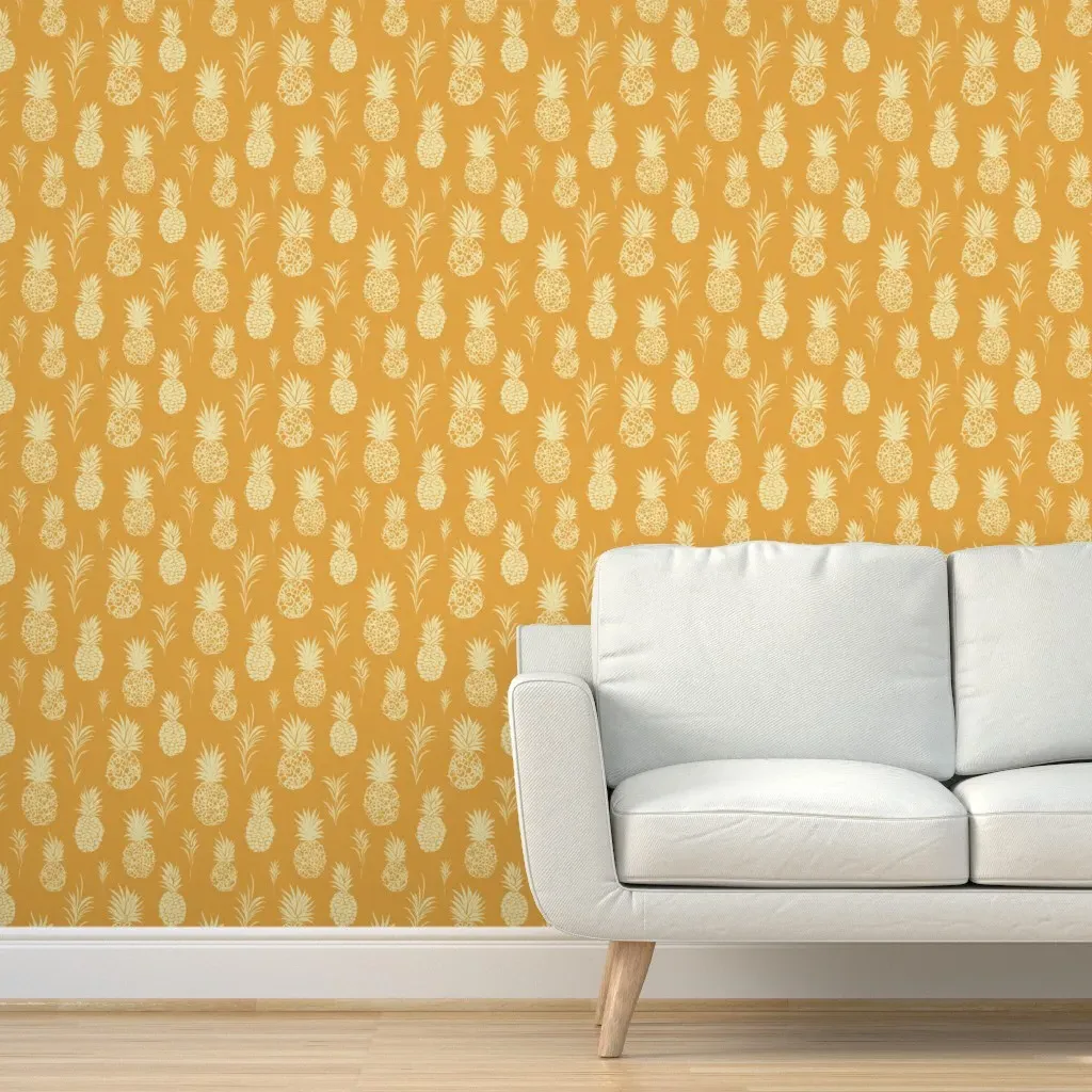 Peel and Stick Pineapple Graphic Wallpaper - Mustard Yellow product