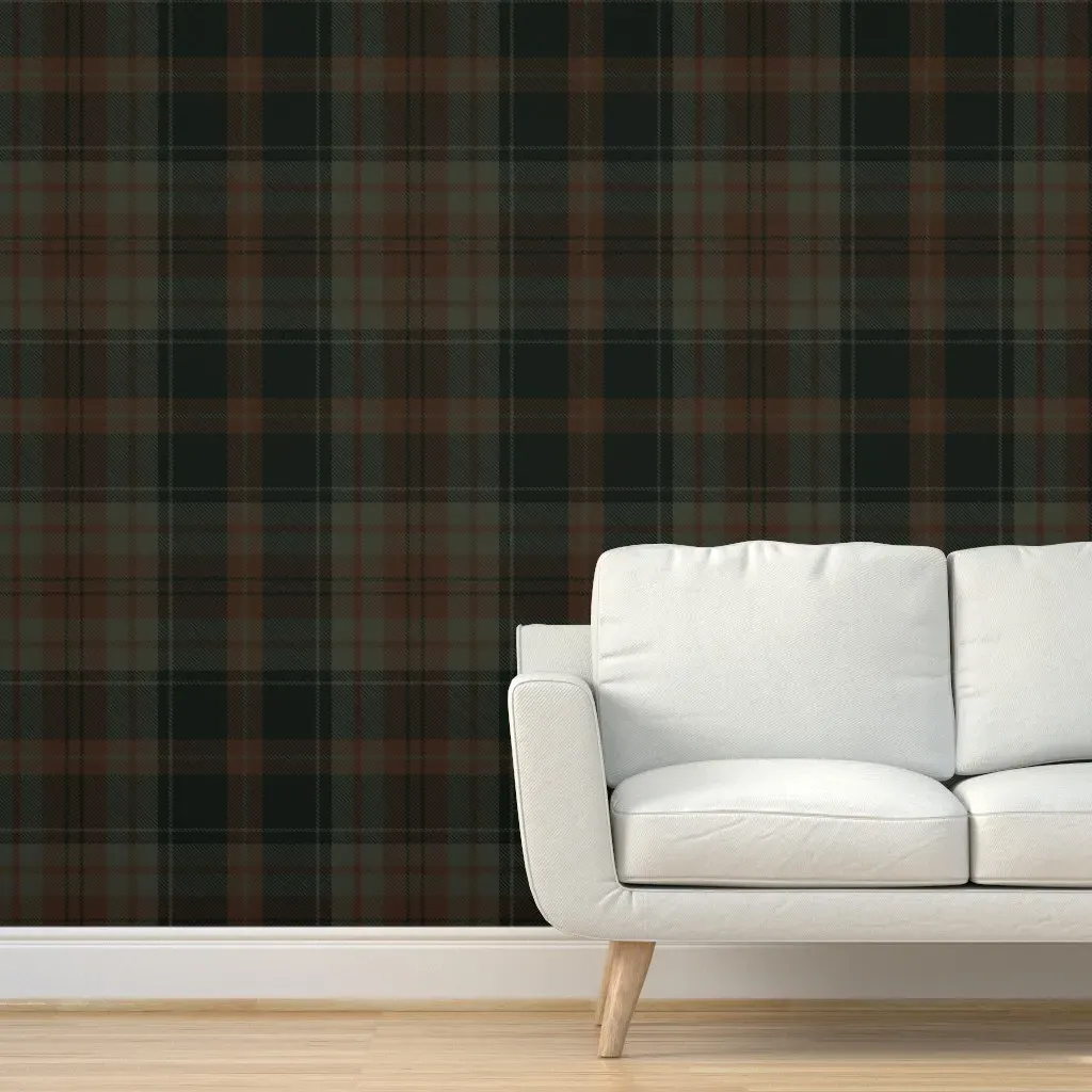 Peel and Stick Plaid Check Removable Wallpaper - Dark Green product