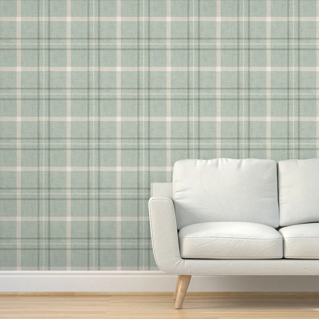 Peel and Stick Plaid Check Wallpaper - Sage Green product