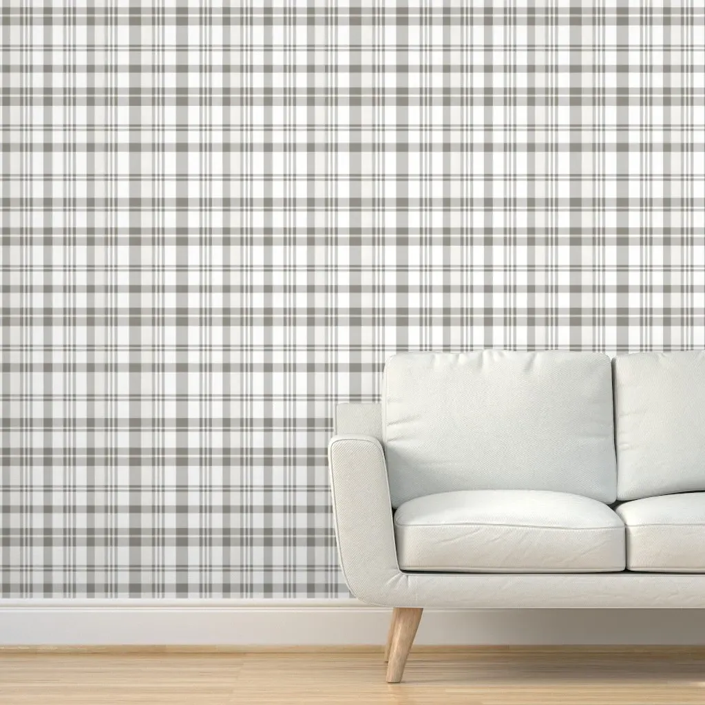Peel and Stick Plaid Checkered Wallpaper - White, Grey product