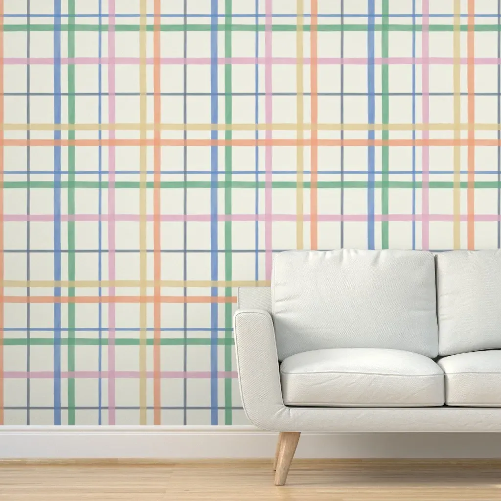 Peel and Stick Plaid Grid Wallpaper - Multicolor, Watercolor product