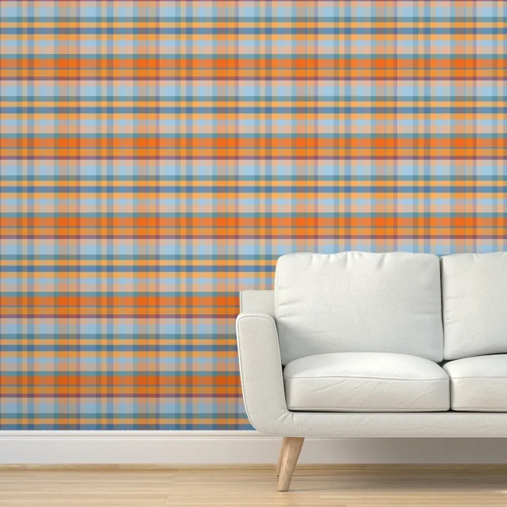 Peel and Stick Plaid In The Sun Wallpaper - Orange product