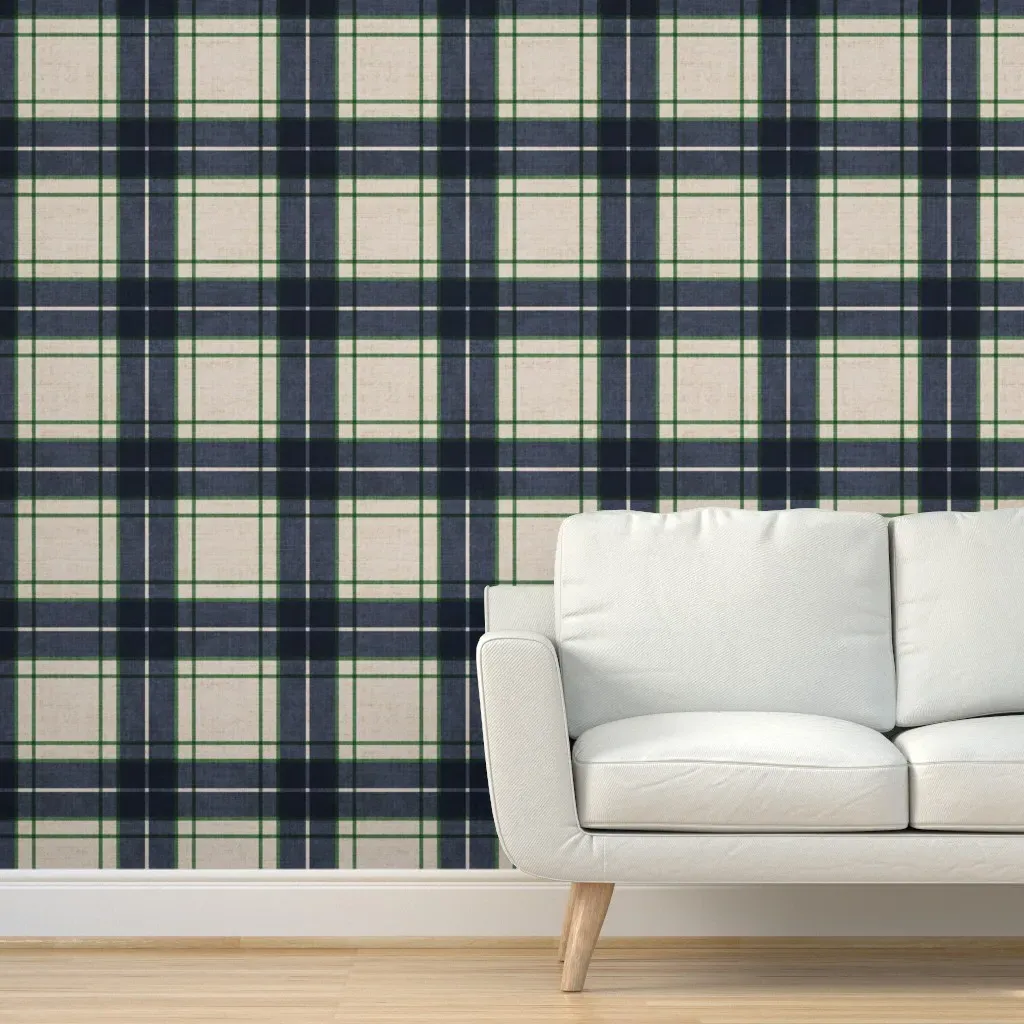 Peel and Stick Plaid Tartan Wallpaper - Blue product