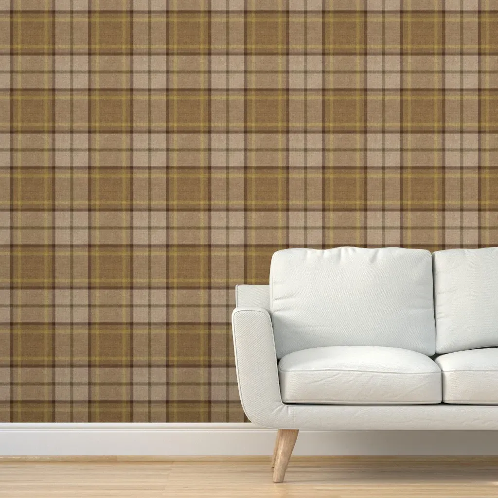Peel and Stick Plaid Wallpaper Removable - Brown, Tan product