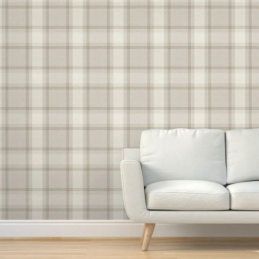 Peel and Stick Plaid Wallpaper - Tan, Textured product
