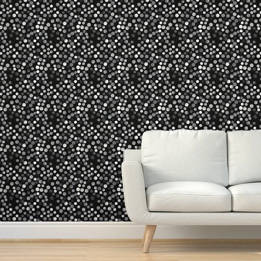 Peel and Stick Polka Dot Wallpaper - Silver, Black product