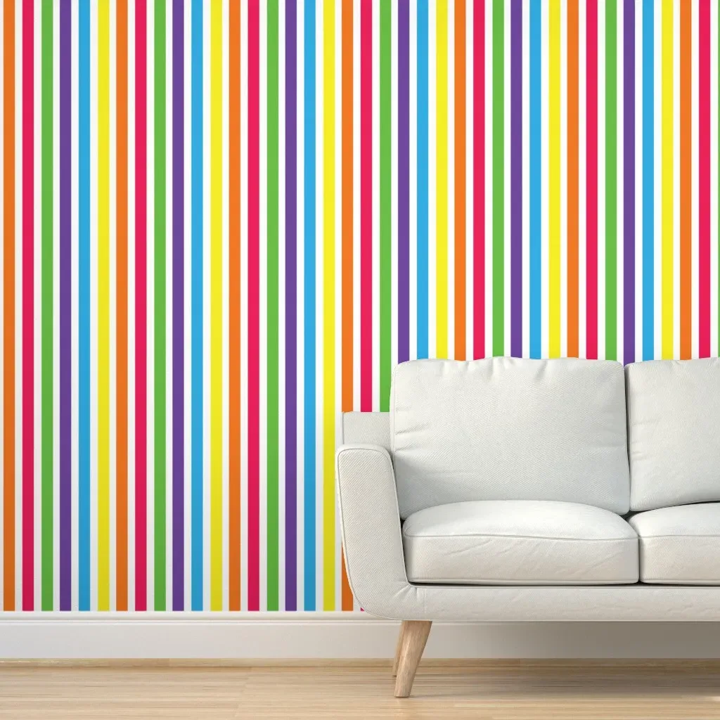Peel and Stick Rainbow Stripes Wallpaper - Red product