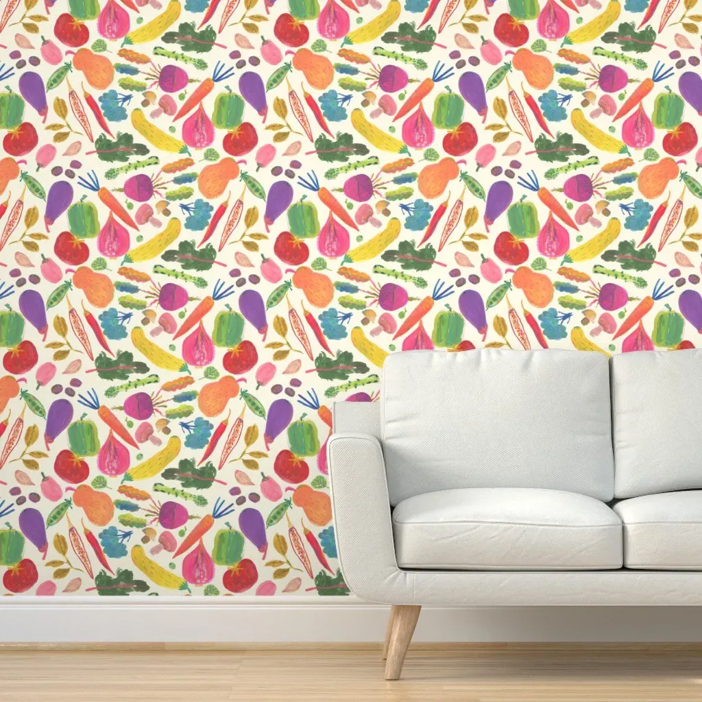 Peel and Stick Rainbow Veggies Removable Wallpaper - Orange product