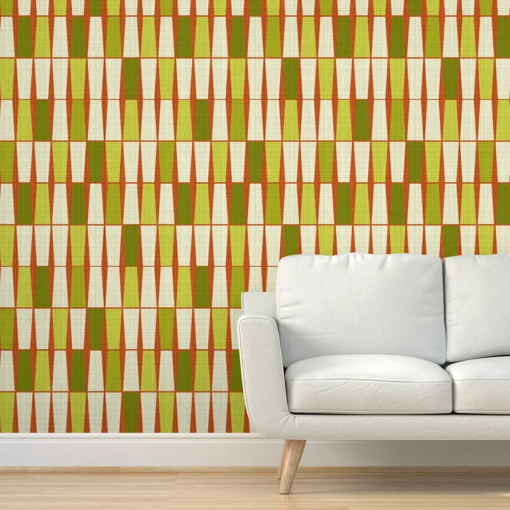 Peel and Stick Removable Wallpaper - Burnt Orange, Green product
