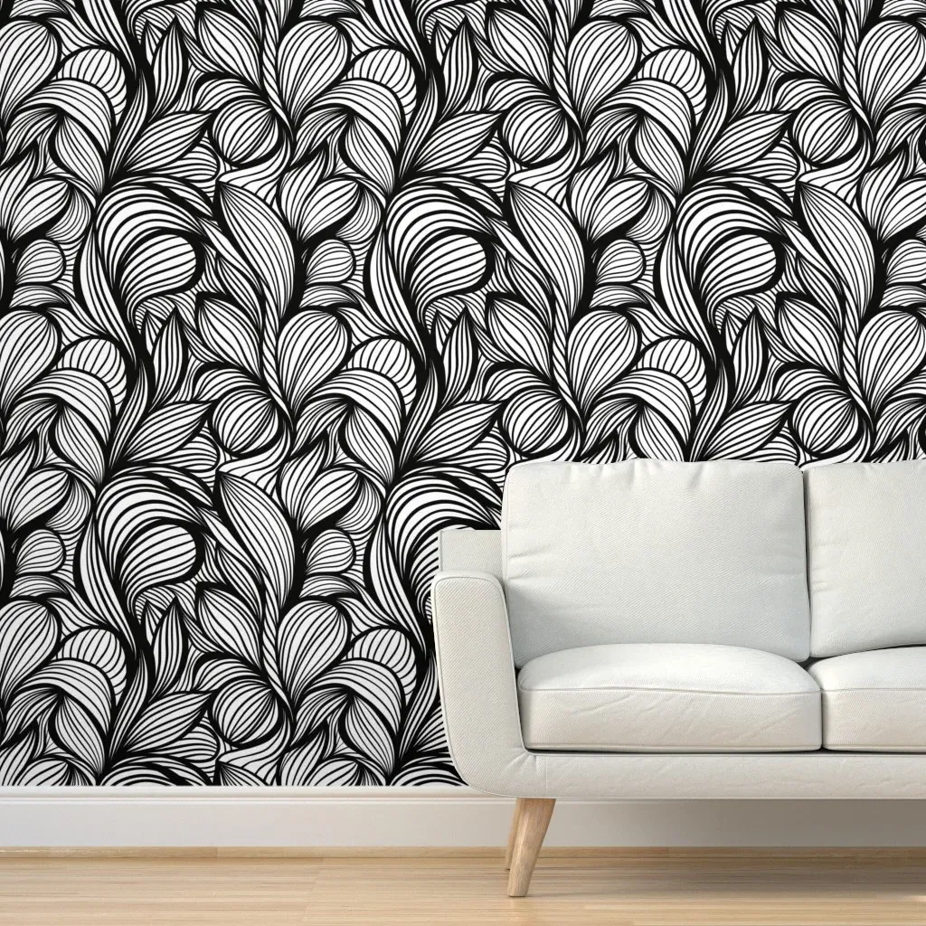 Peel and Stick Removable Wallpaper Wave Pattern - Black product
