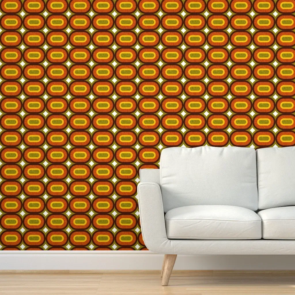 Peel and Stick Retro Geo Removable Wallpaper - Orange, Yellow product