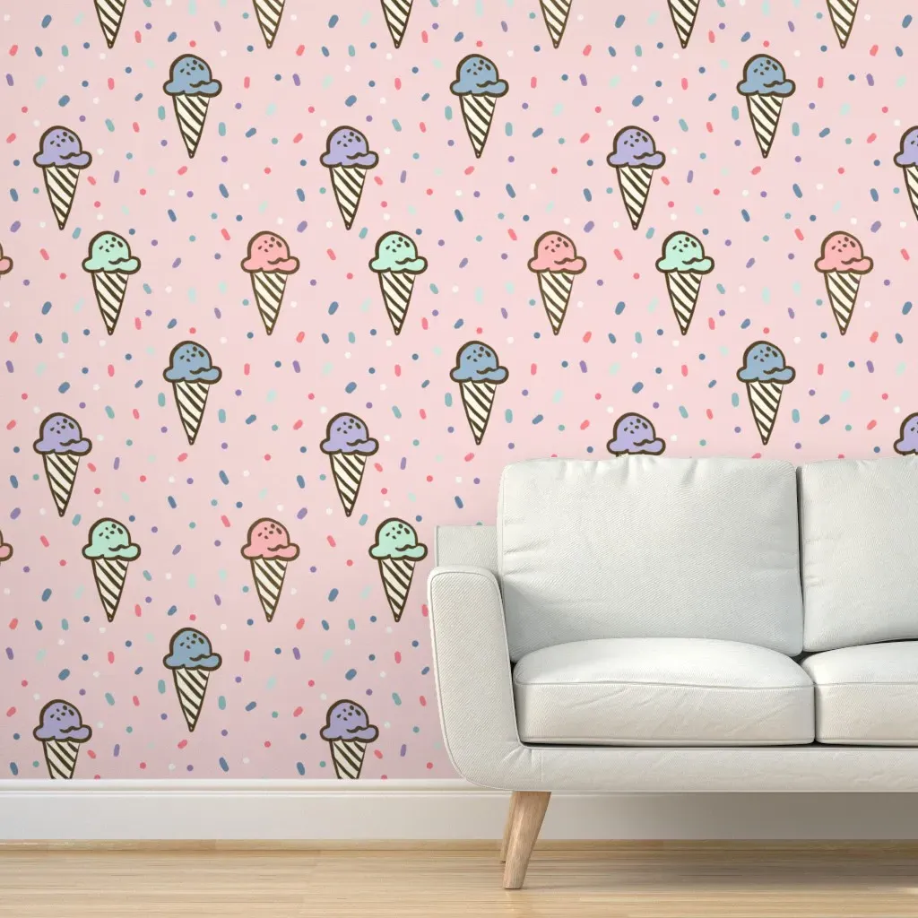 Peel and Stick Retro Ice Cream Wallpaper - Pink product