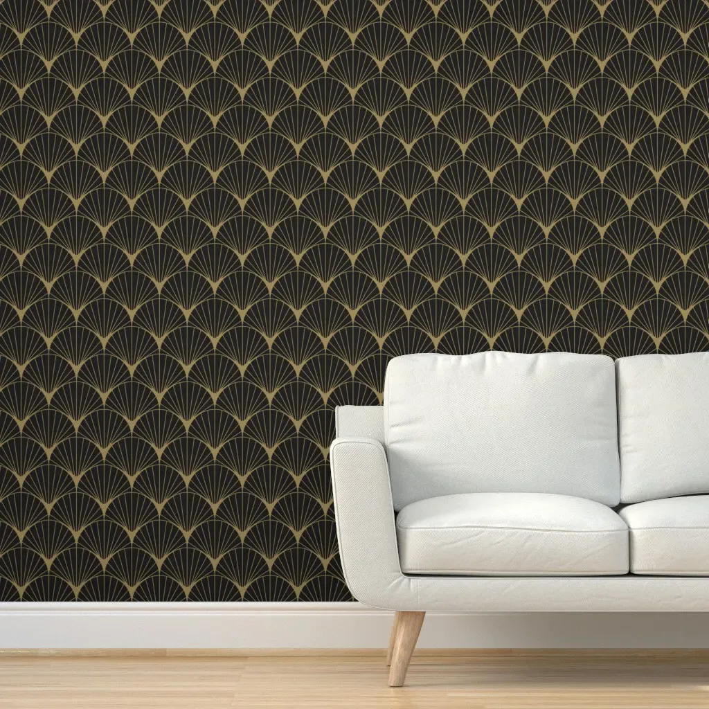 Peel and Stick Round Sun Burst Wallpaper - Gold, Charcoal product