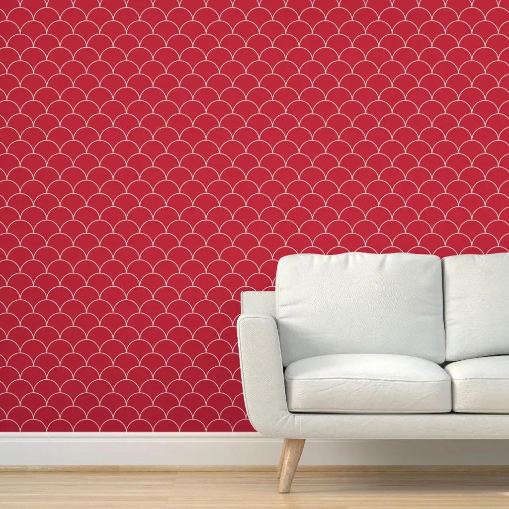 Peel and Stick Scale Wallpaper - Crimson product