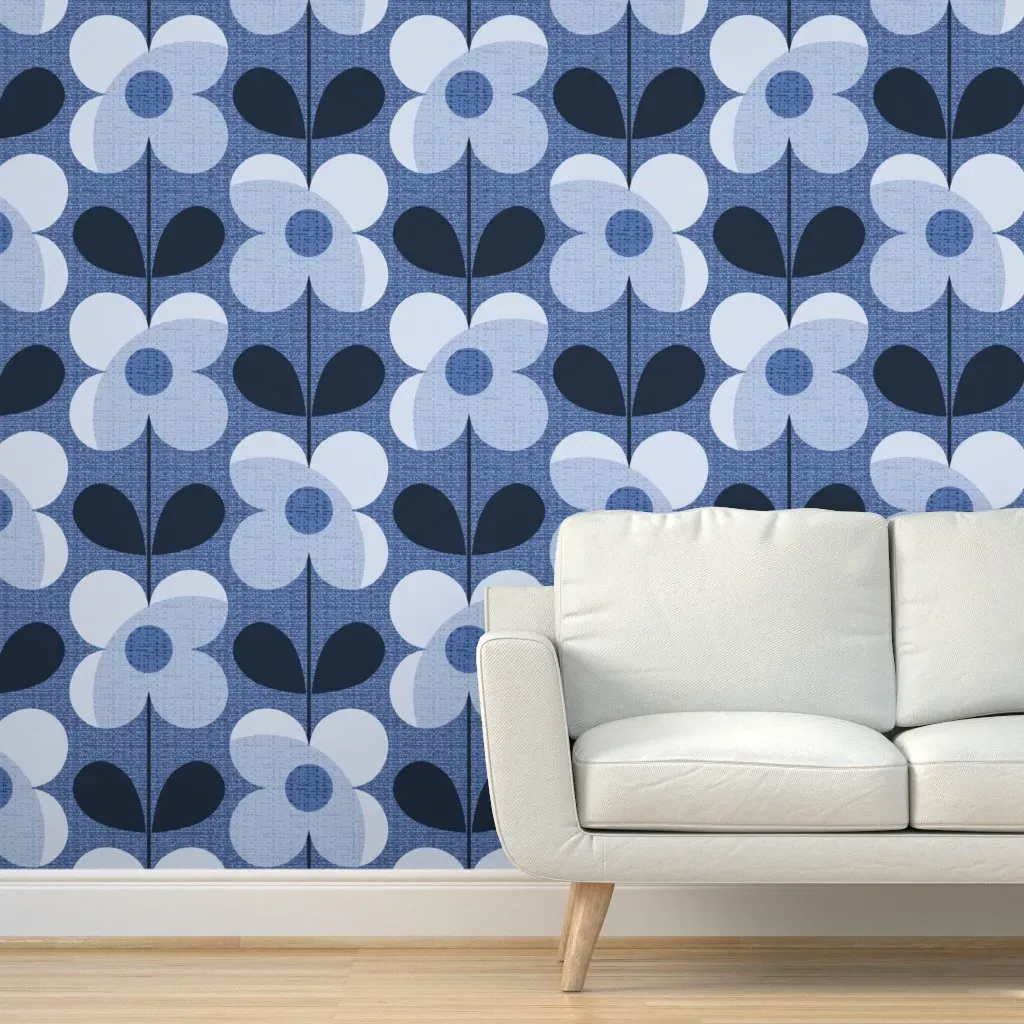 Peel and Stick Shadow Blooms Wallpaper - Light Blue product