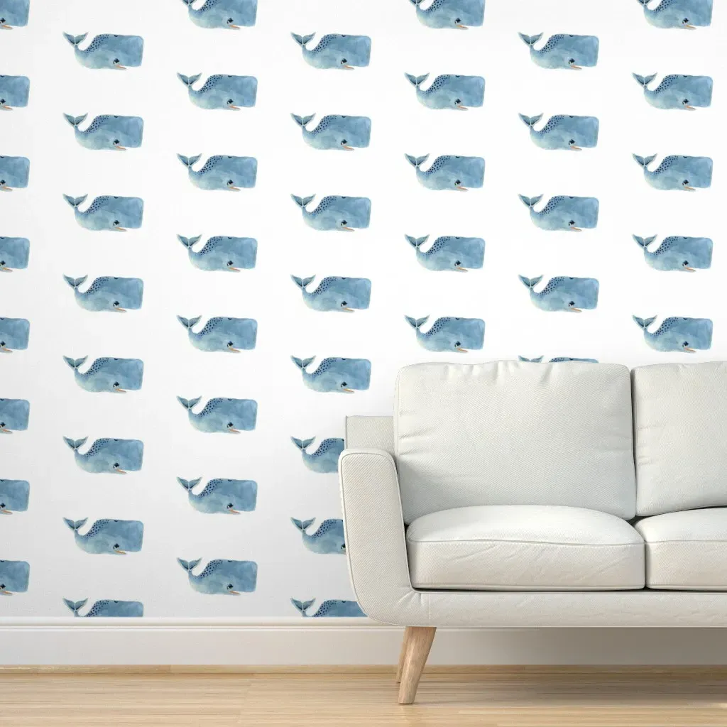 Peel and Stick Single Large Whale Wallpaper - Light Blue product