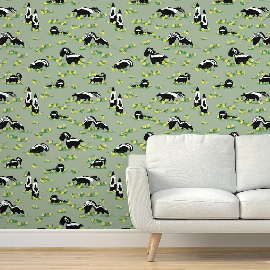 Peel and Stick Skunk Print Wallpaper - Black, White product