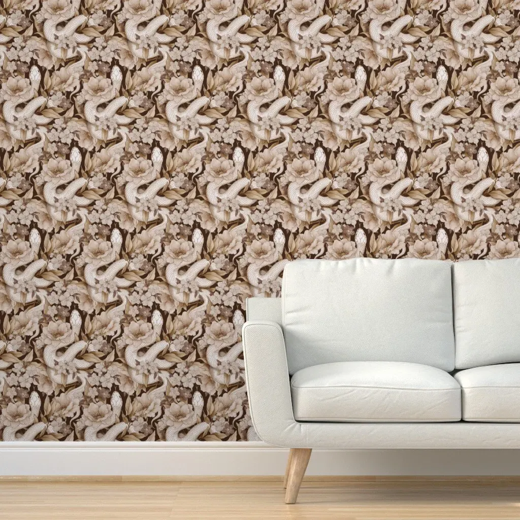 Peel and Stick Snake Print Wallpaper - Beige product