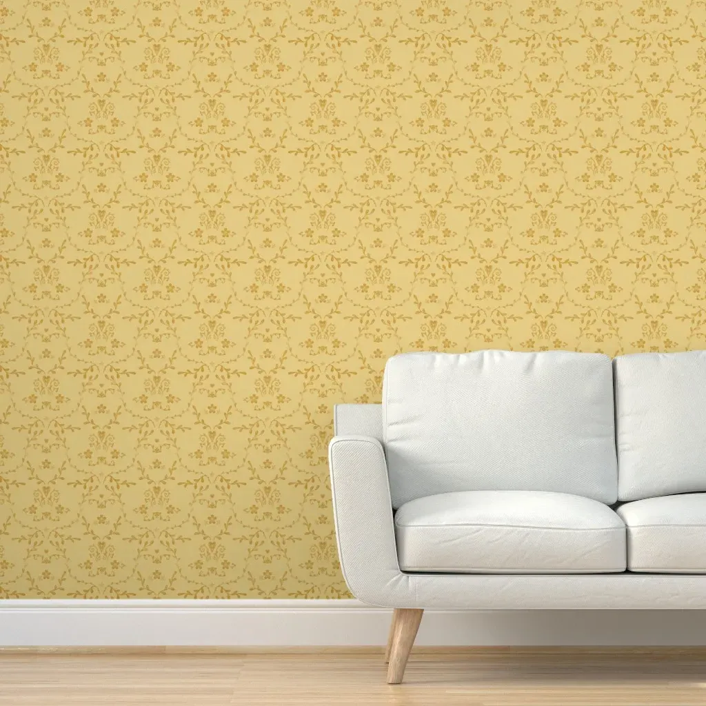 Peel and Stick Soft Stamped Damask Wallpaper - Golden Yellow product