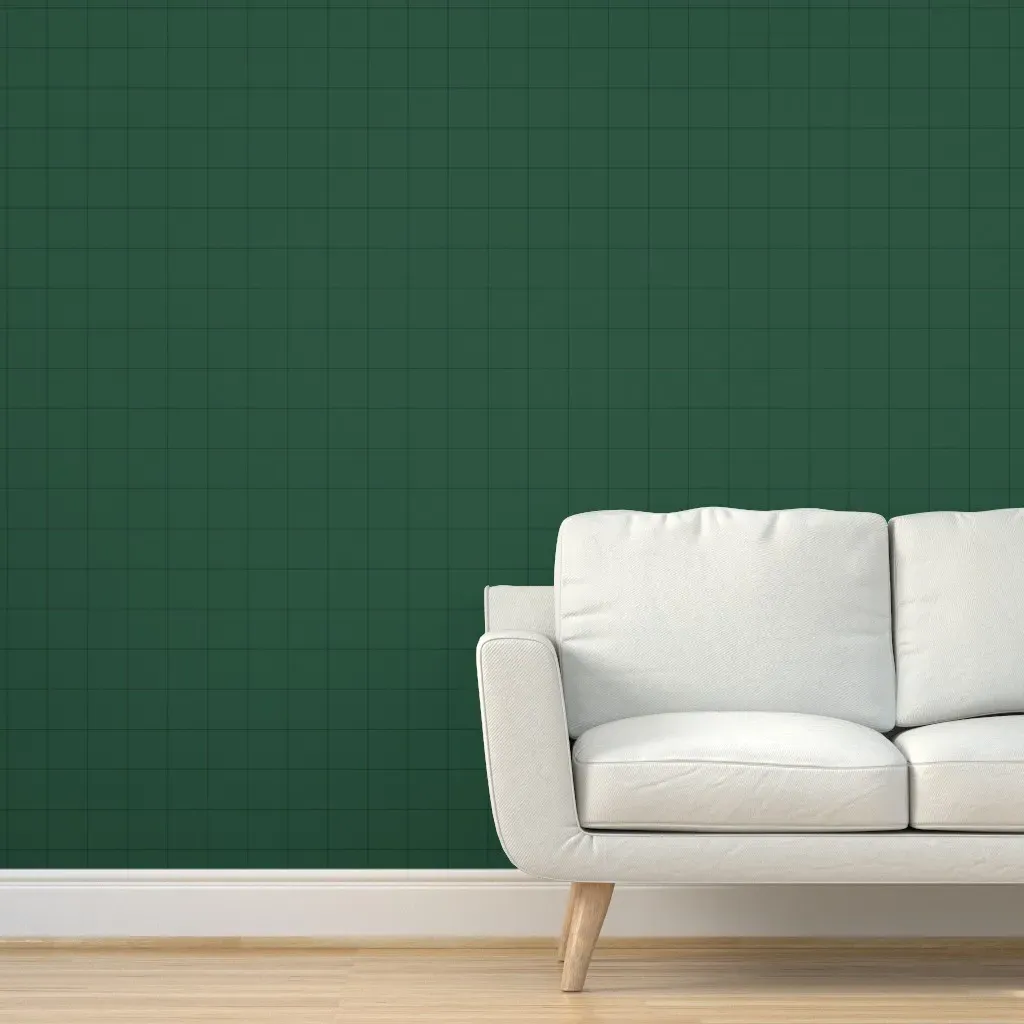 Peel and Stick Square Grid Wallpaper - Dark Green, Black product