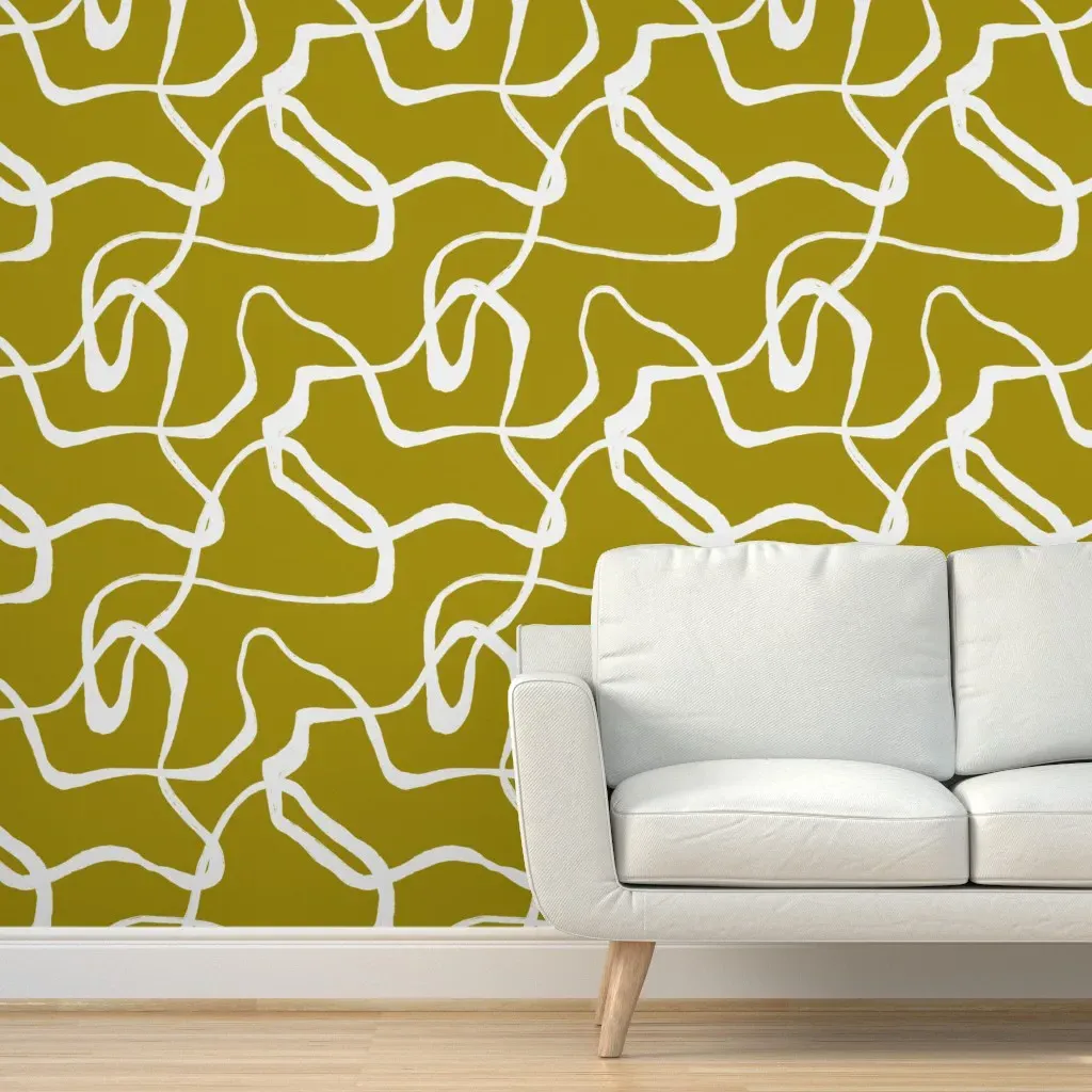 Peel and Stick Squiggle Wallpaper - Mustard Yellow product