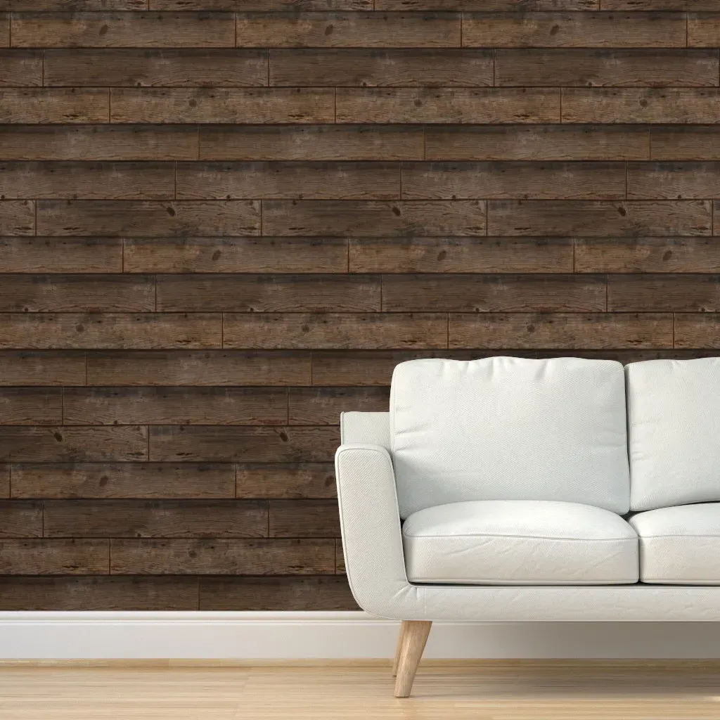 Peel and Stick Stained Planks Removable Wallpaper - Dark Brown product