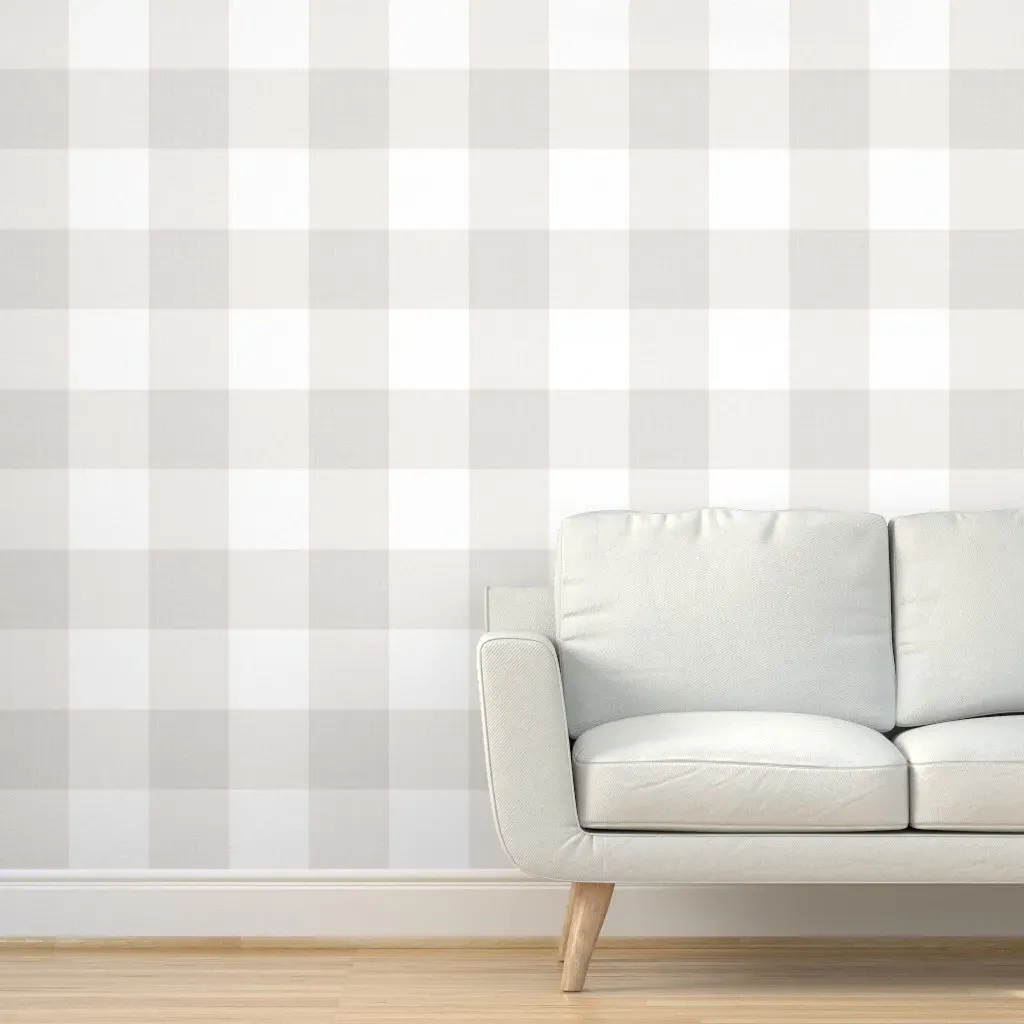 Peel and Stick Stone Chambray Gingham Wallpaper - Off-White product