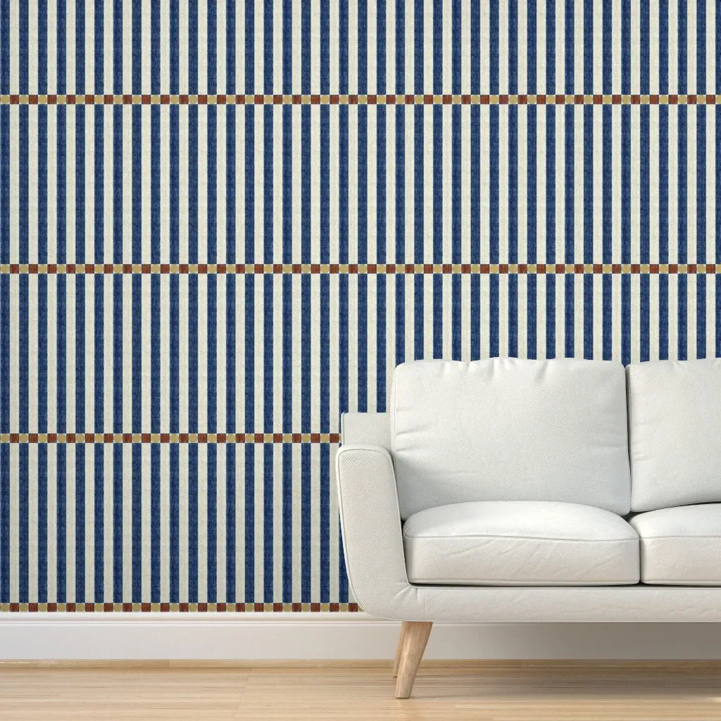 Peel and Stick Stripe Dots Wallpaper - Indigo product