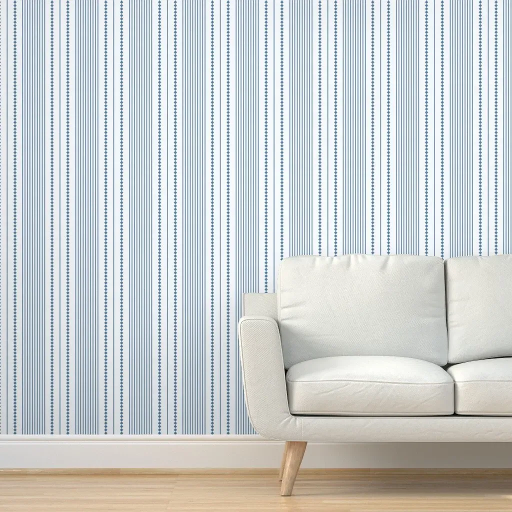 Peel and Stick Stripe Wallpaper - Blue, Linen product