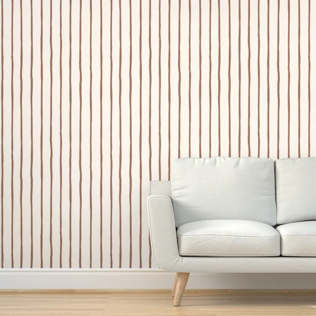 Peel and Stick Stripe Wallpaper - Mocha Brown, Cream product