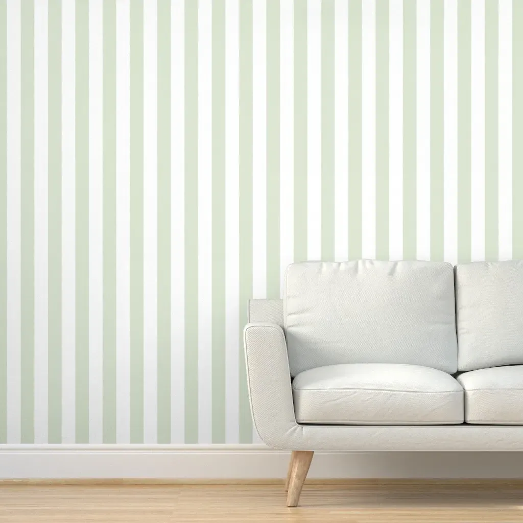Peel and Stick Stripe Wallpaper - Pale Green, White product