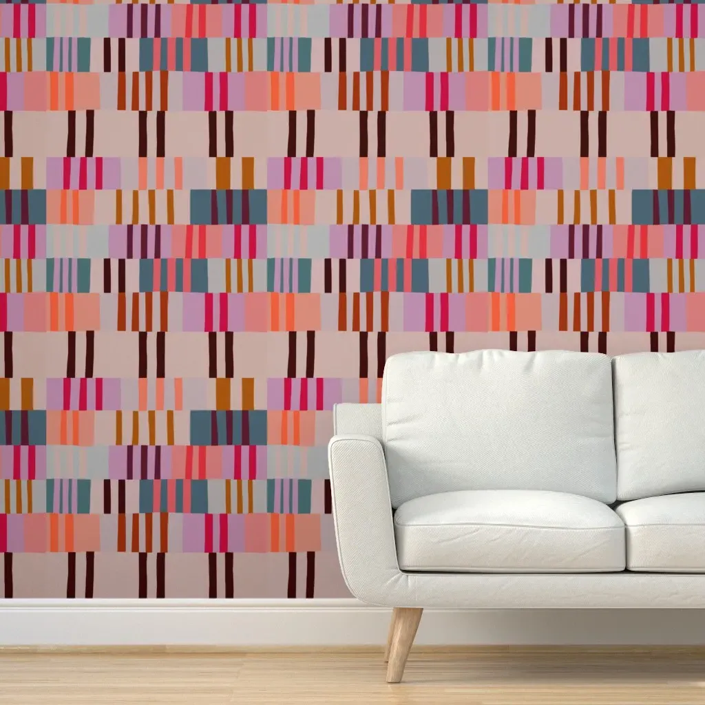 Peel and Stick Stripe Wallpaper - Pink, Purple, Orange product