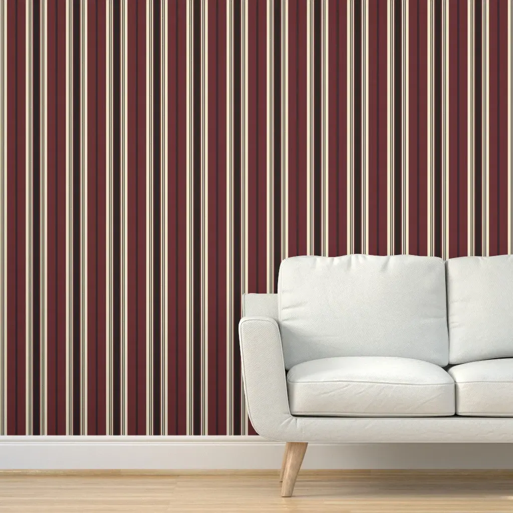 Peel and Stick Stripe Wallpaper Removable - Burgundy product