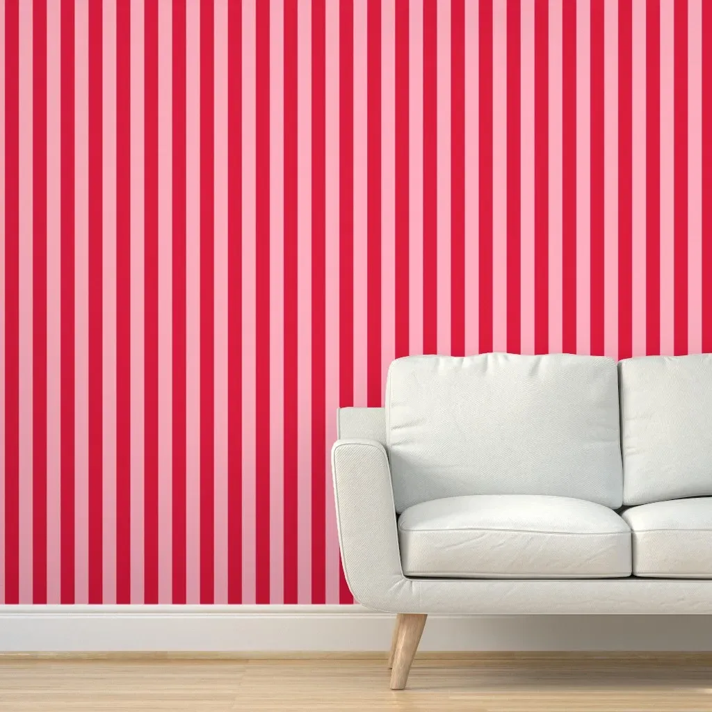 Peel and Stick Striped Removable Wallpaper - Crimson product