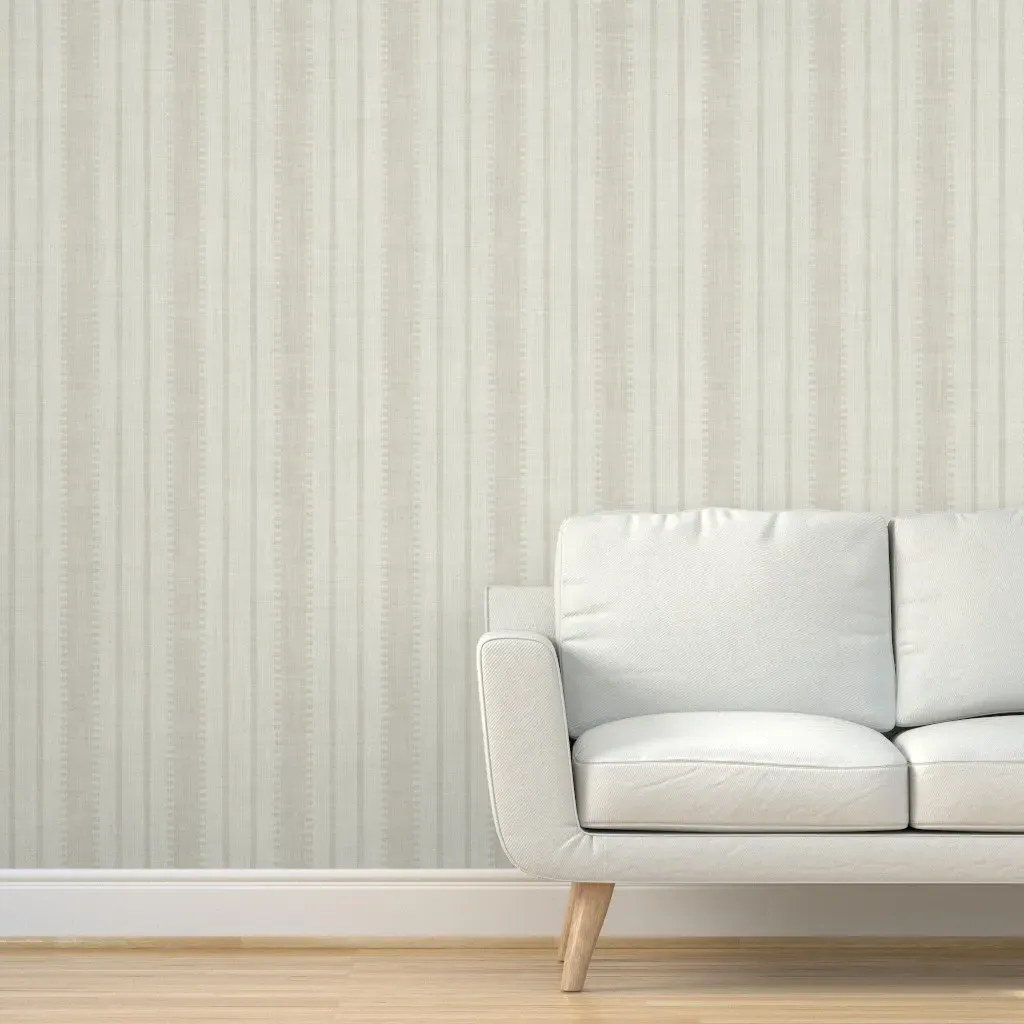Peel and Stick Striped Wallpaper - Cream, Burlap Texture product