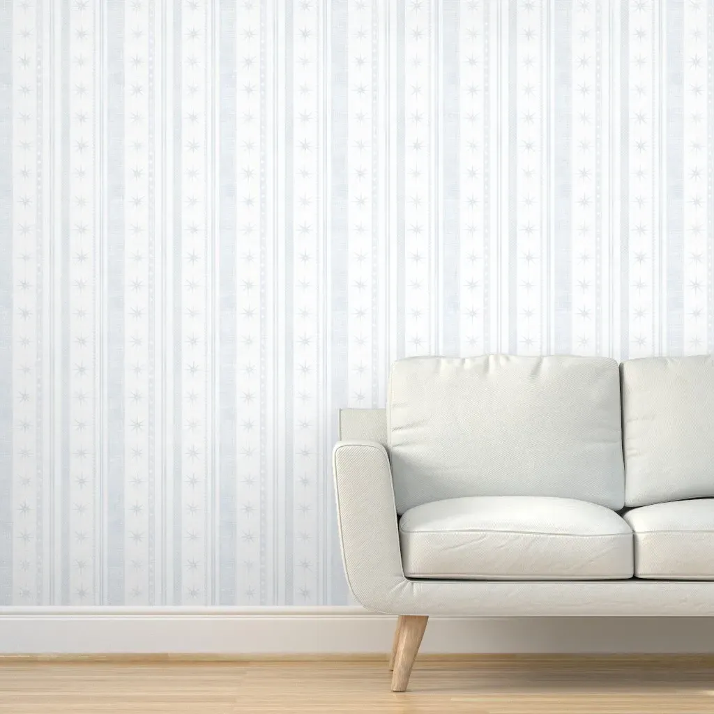Peel and Stick Striped Wallpaper with Stars & Diamond Accents - Light Blue, White product