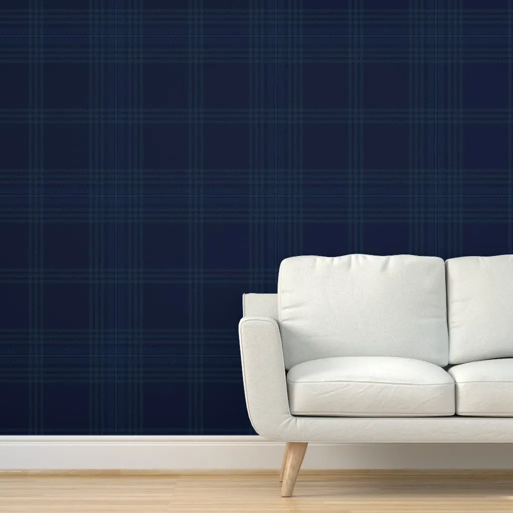 Peel and Stick Tartan Wallpaper - Navy Blue product