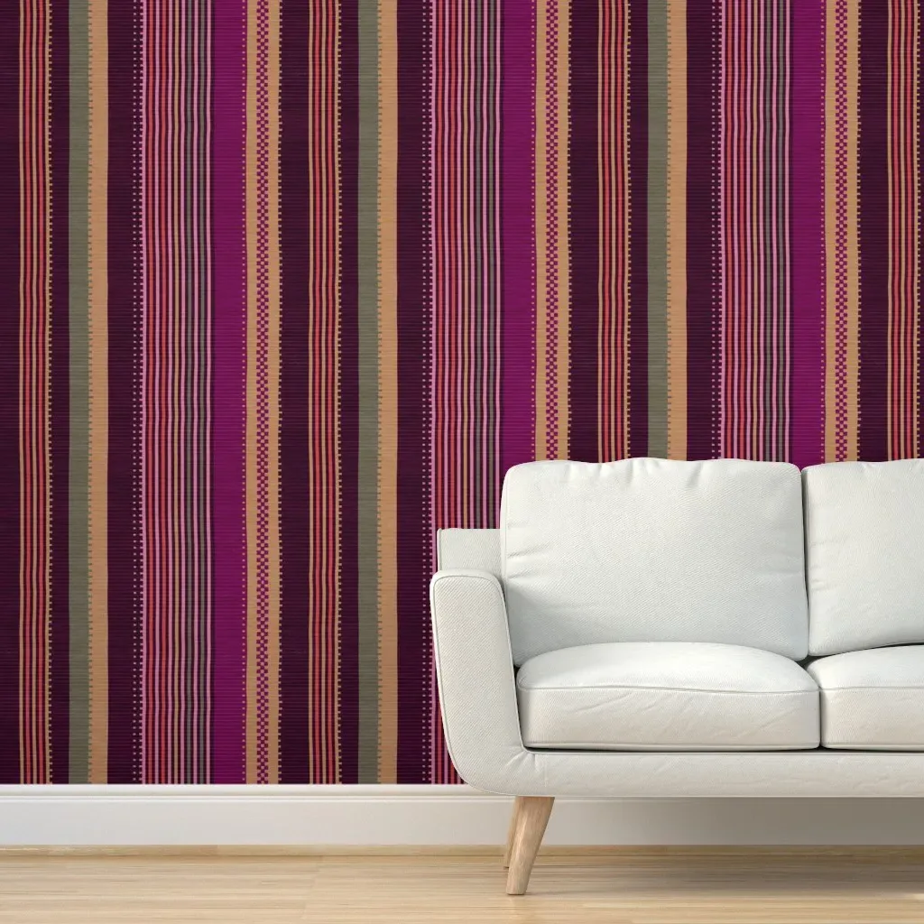 Peel and Stick Textured Tent Stripe Wallpaper - Burgundy product
