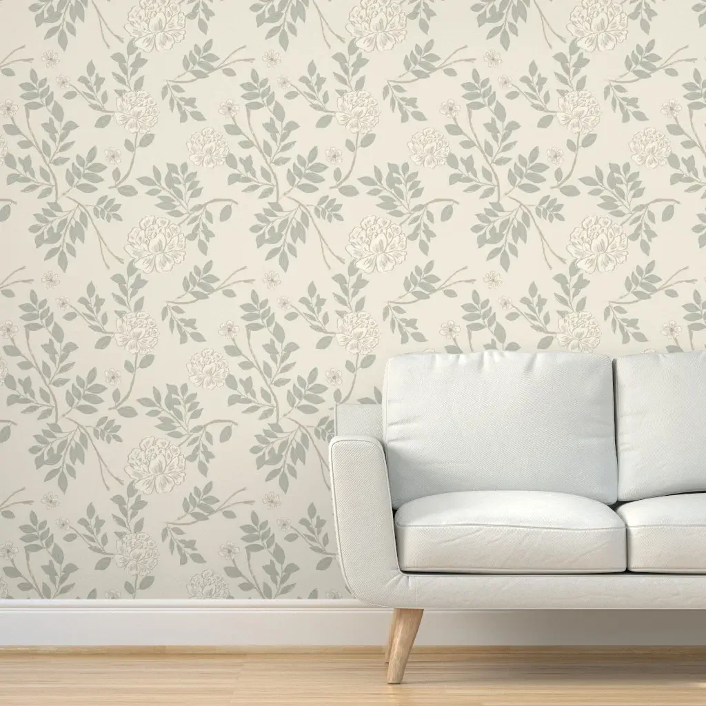 Peel and Stick Textured Wallpaper Removable - Cream, Sage Green product
