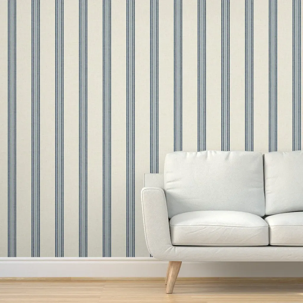 Peel and Stick Ticking Stripe Removable Wallpaper - Navy Blue product
