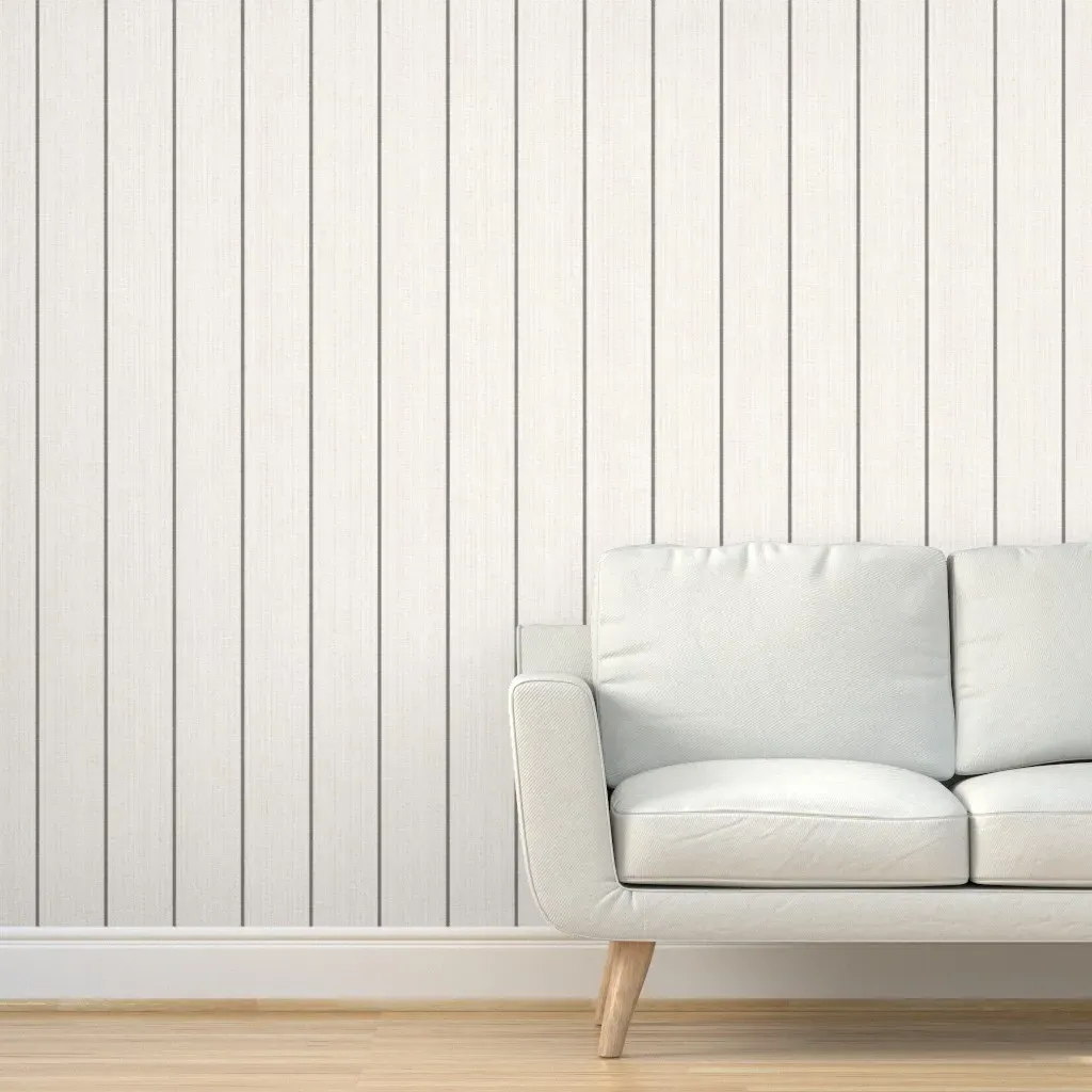 Peel and Stick Ticking Stripe Wallpaper - Neutral Charcoal, Off-White product