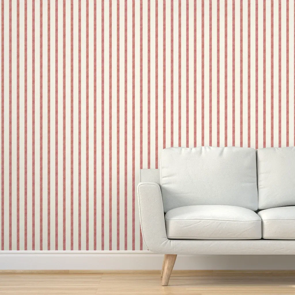 Peel and Stick Ticking Stripe Wallpaper - Red product