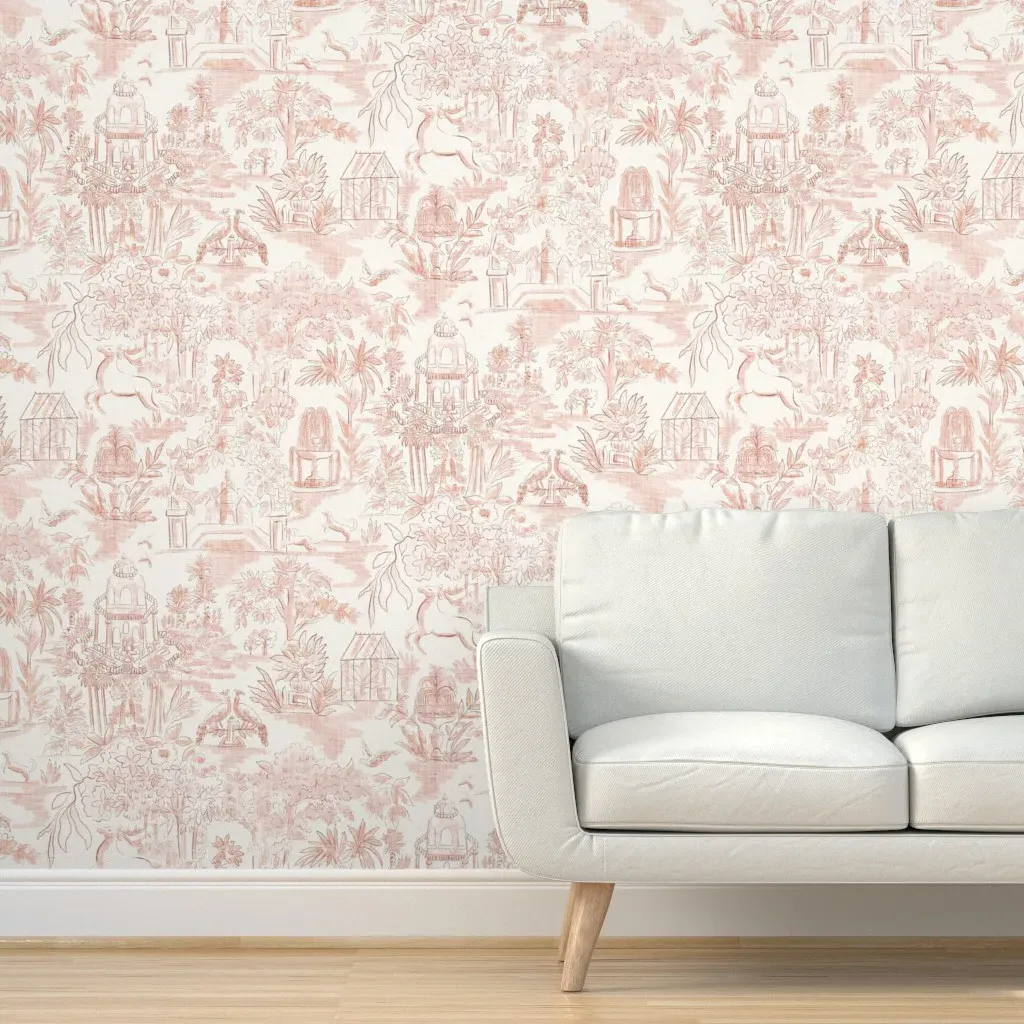 Peel and Stick Toile Garden Tapestry Wallpaper - Terracotta product