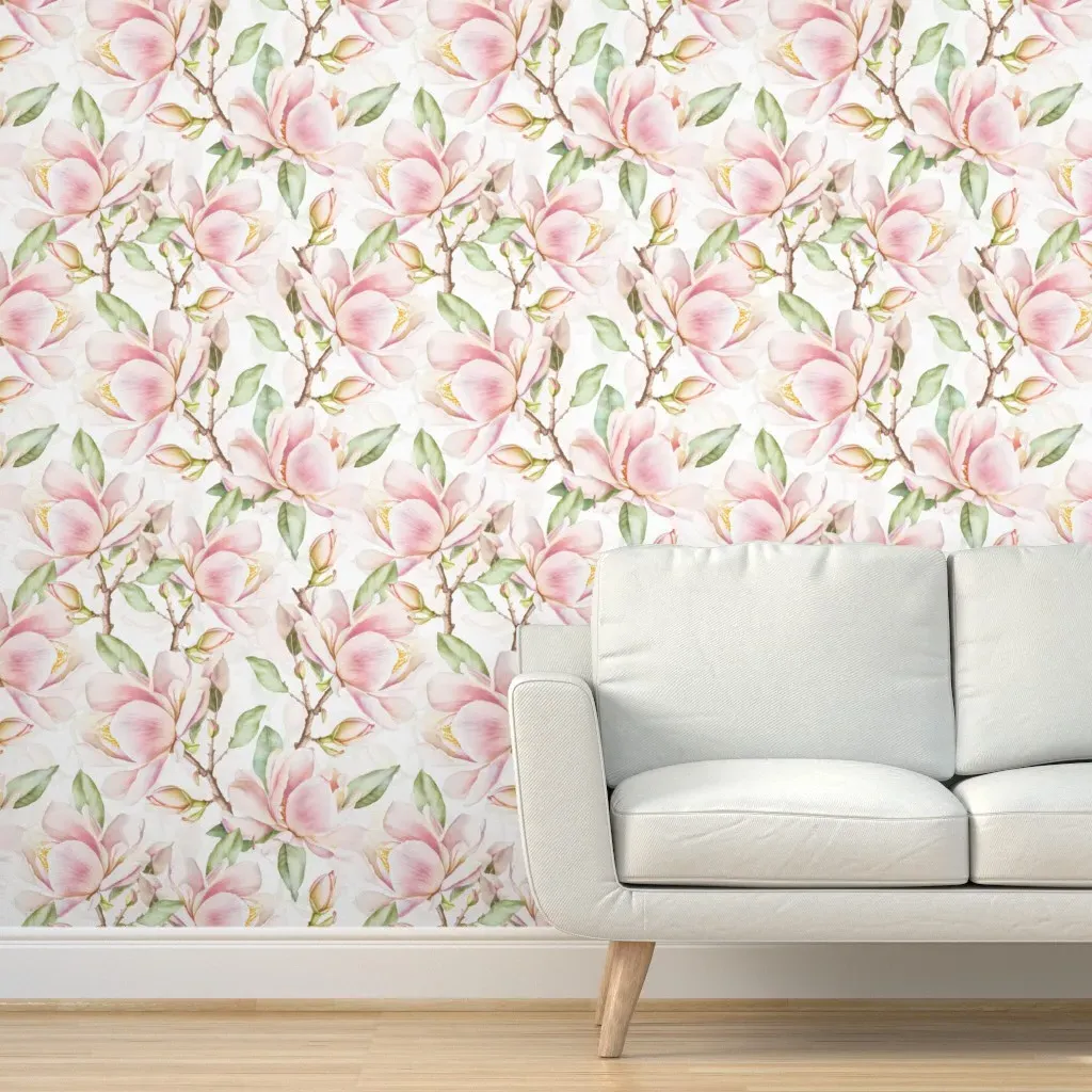 Peel and Stick Tropical Magnolia Wallpaper - Pink product