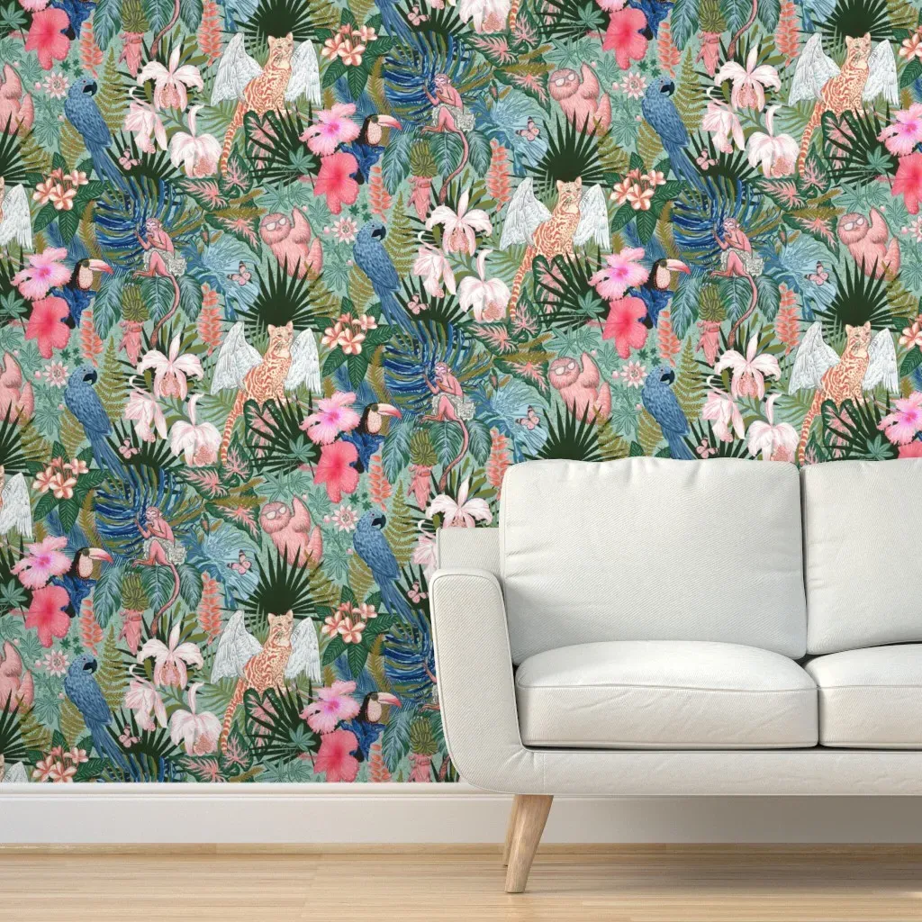 Peel and Stick Tropical Wallpaper Removable - Teal product